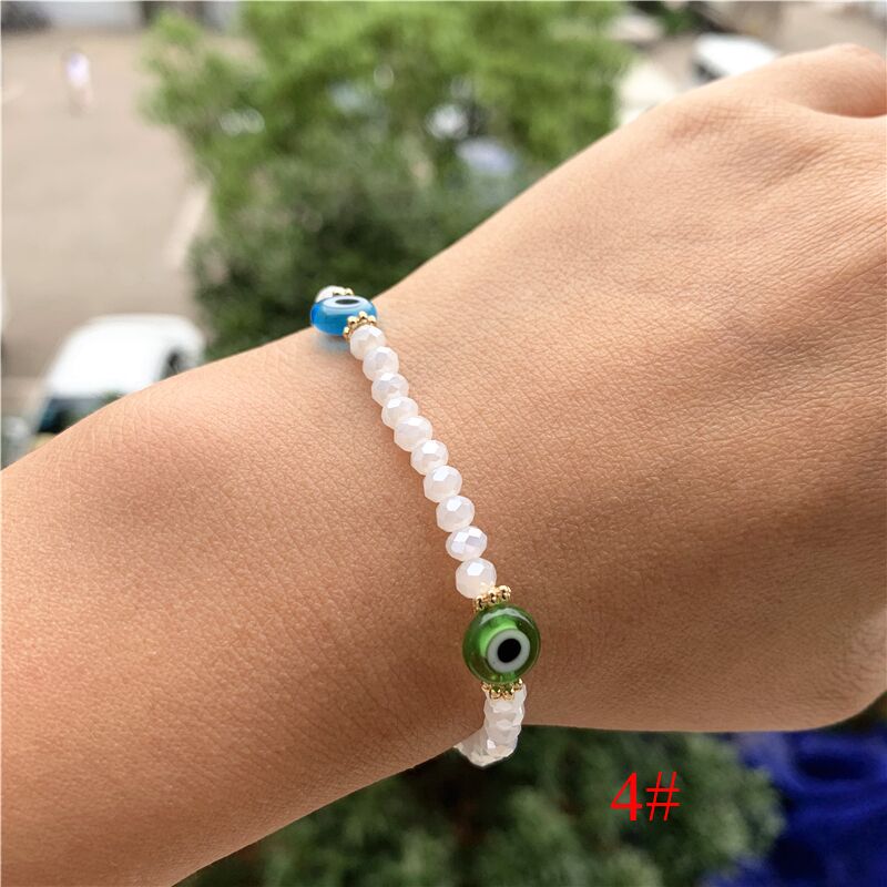 Cristal bleu turc mauvais œil Bracelets pour femmes à la main perles de verre chaînes bijoux chanceux accessoires Couple Bracelet: F4