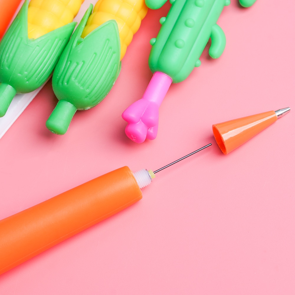 0.5/0.7mm Mechanical Pencils Smooth Automatic Drawing Pen Cute Carrot Cactus Corn Pen School Office Supplies Stationery