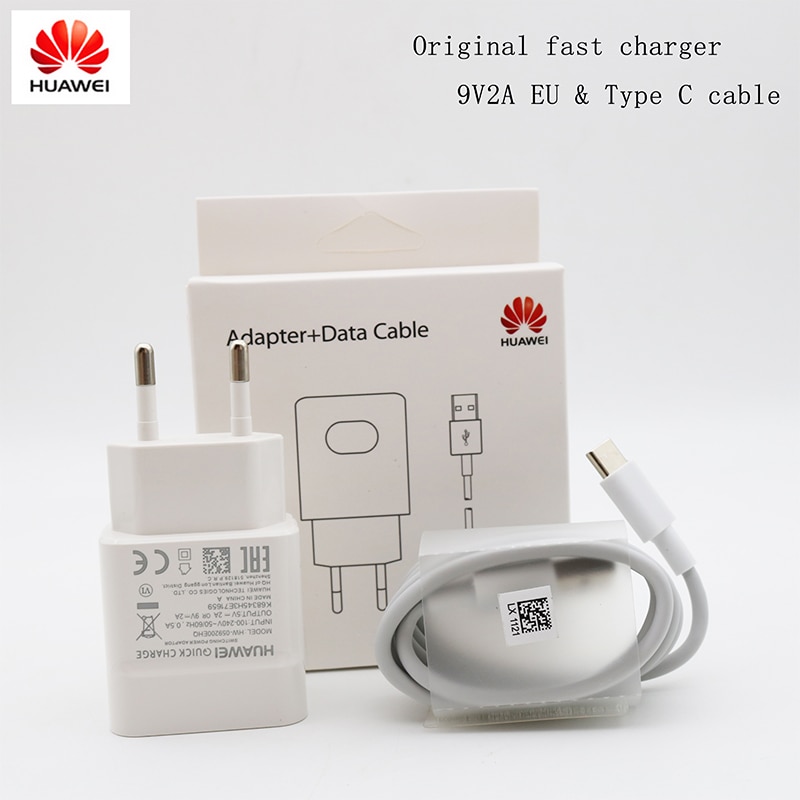 Originele EU Huawei Fast Charger 9V2A Quick Charge adapter Voor p20 p10 P9 Lite P8 Honor 9 8 nova 2 3 3i 4 4e V10 Type C kabel