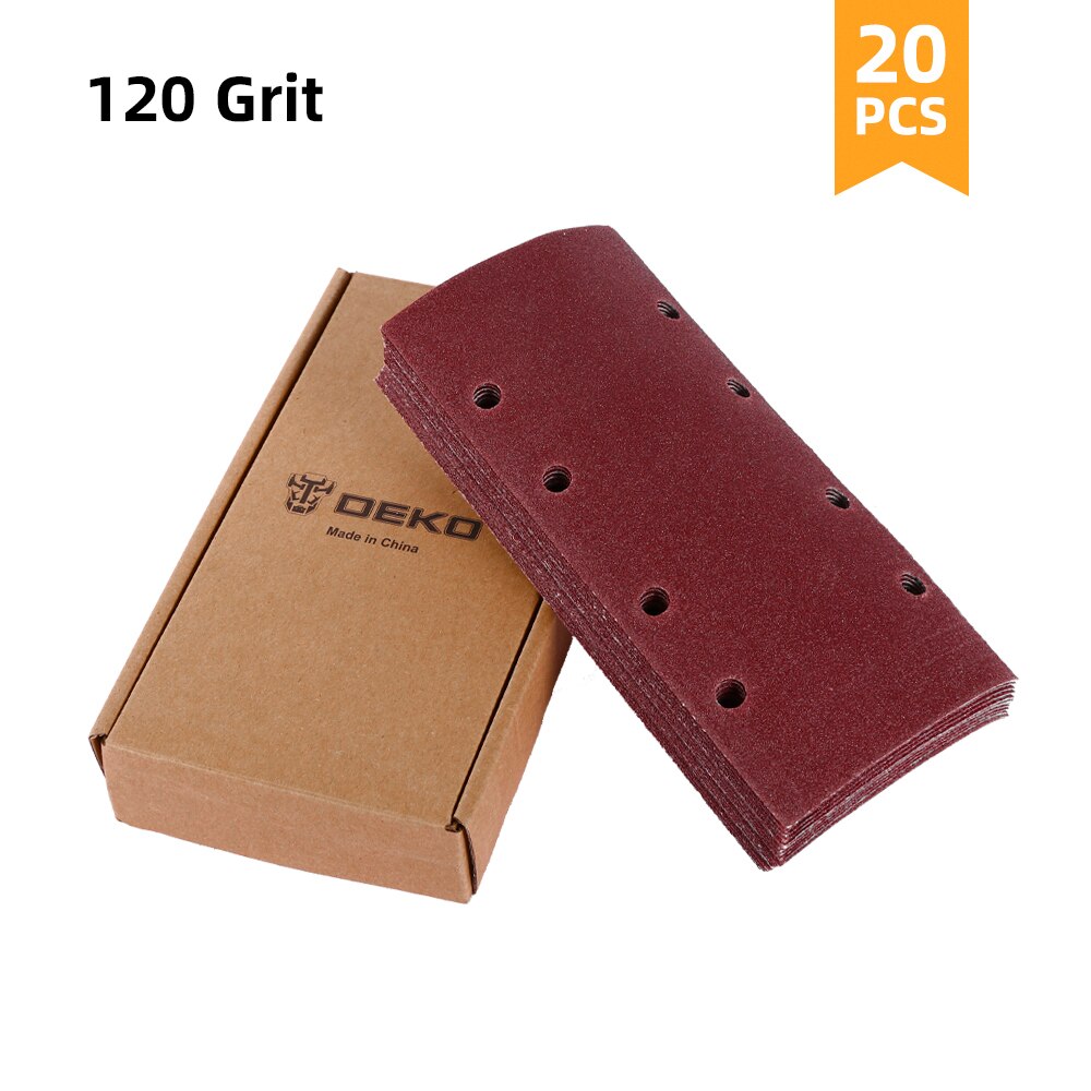DEKO 20pcs Flat sandpaper, Sanding Paper ,Grit 40-400,Widely used in metal, woodworking for DKFS16Q1: 120 Grit