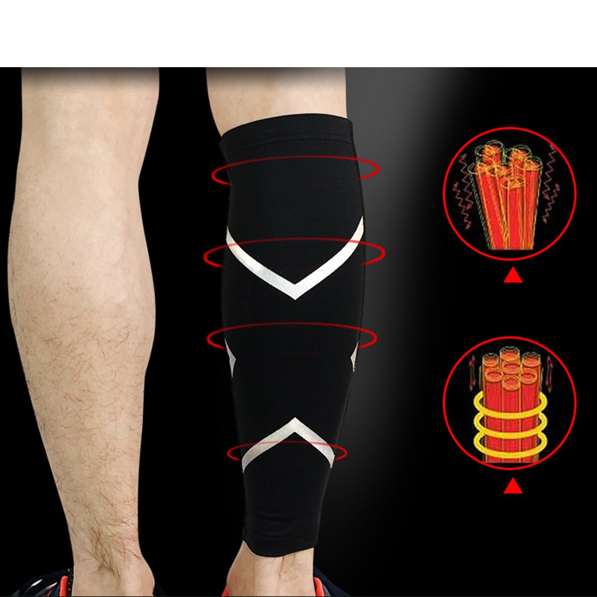 1 Pc Elastische Kalf Mouwen Ondersteuning Sokken Shin Guard Voor Basketbal Fietsen Badminton Wandelen