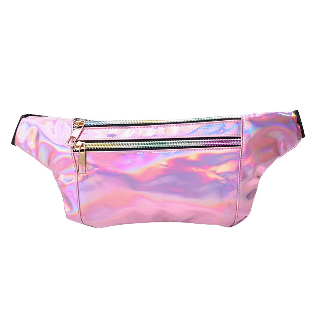 Regenboog Sequin Bag Rits Schouders Pailletten Taille Tas Vrouwen Fanny Packs Borst Tassen Telefoon Tas Sport Taille Zakken G3: Roze
