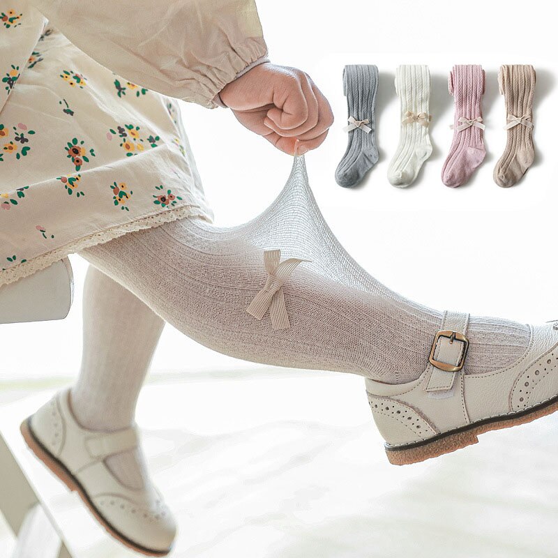 Zoete Bows Baby Panty Zomer Mesh Dunne Ademende Baby Meisjes Panty Effen Kleur Baby Peuter Kousen Kinderen Panty