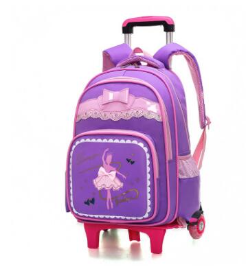 Schooltas wielen voor Kinderen Wheeled Rugzakken Kinderen Rugzak op wielen Student Rolling Rugzak Voor meisjes Reizen Rollende zakken: 2 wheels purple