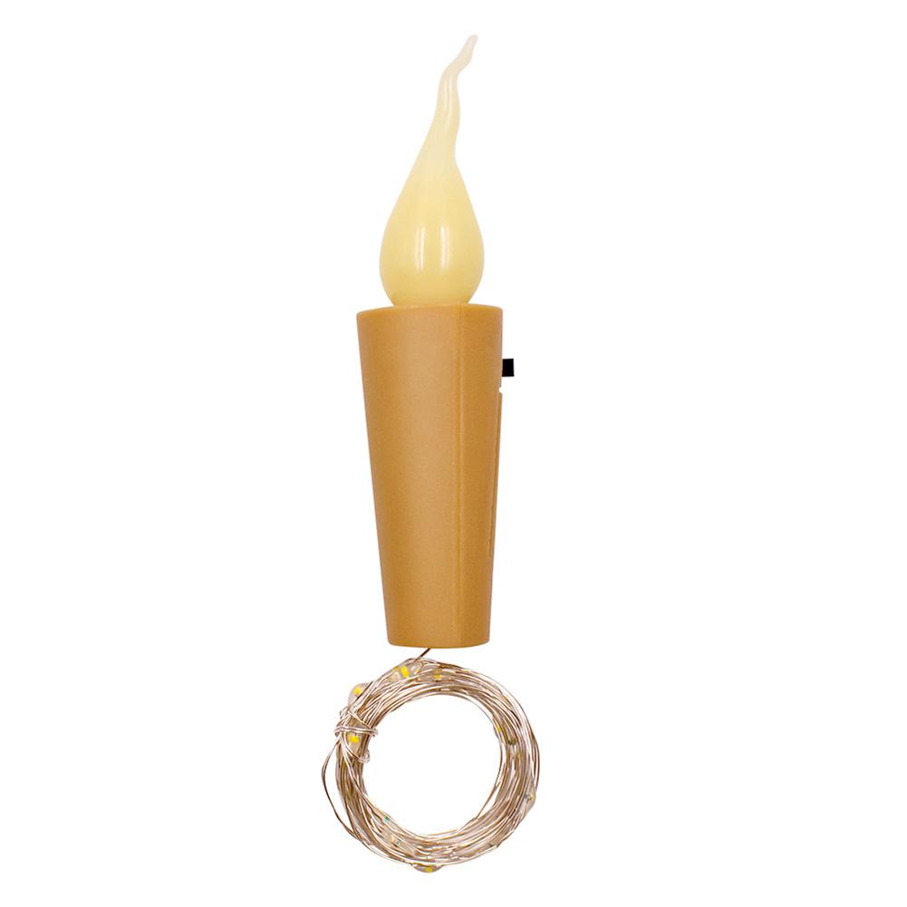 1pc 2m 20 led ljusslinga ljus flamlös vinflaska kork fairy string lampor diy mini låga kork ljus för heminredning