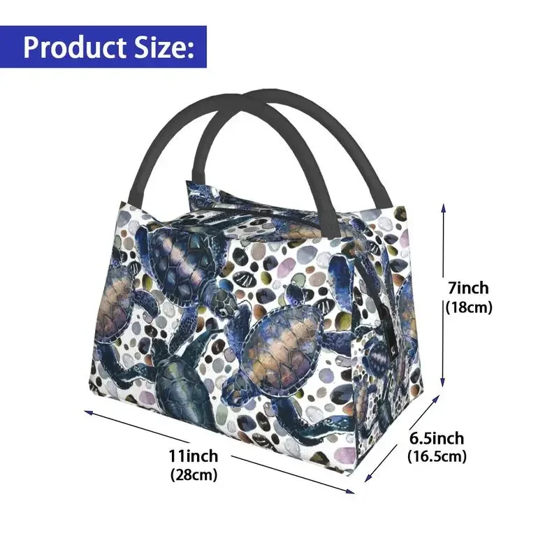 Funny Sea Turtles Insulated Lunch Bag for School Office Watercolor Sea Animal Waterproof Thermal Cooler Bento Box Women