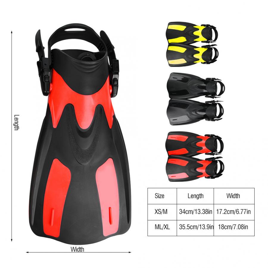 1 Pair Adult Swim Fins Adjustable Scuba Snorkeling Shoes Foot Flippers for Swimming Diving Pro Swimming Training Accessory
