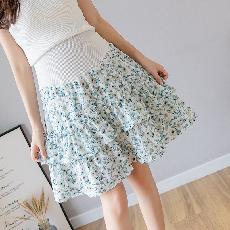 Kleine Blume Chiffon Mutterschaft Rock Schwarz Wei... – Vicedeal