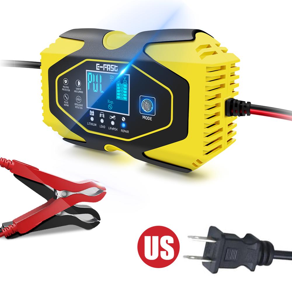 12V-24V 6A Automatische Batterij-Opladers Digitale Lcd Display Auto Opladers Power Puls Reparatie Laders nat Droog Lood-zuur: US
