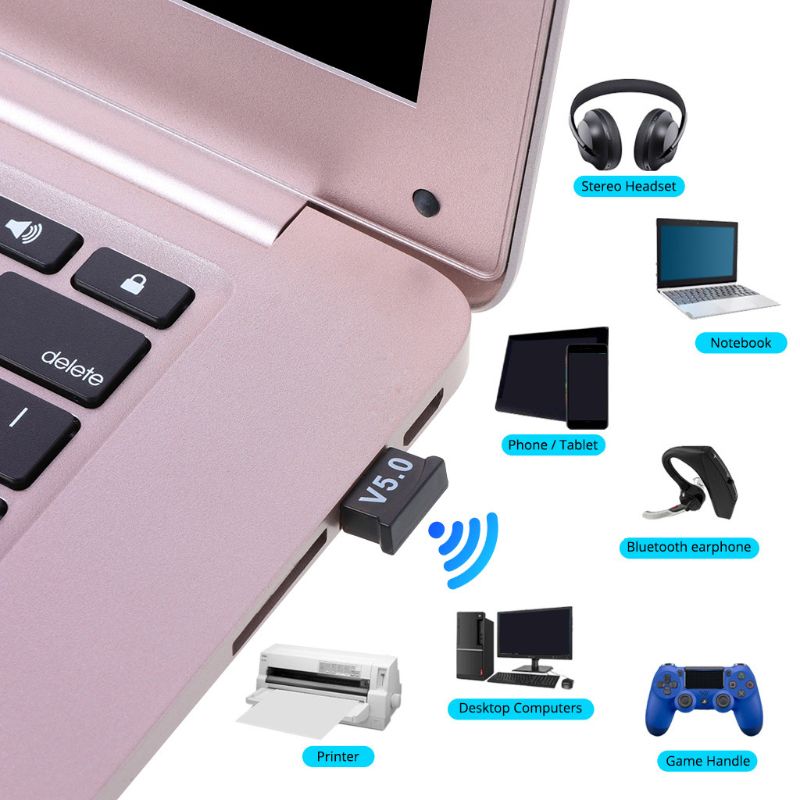 Receptor Bluetooth 5,0 adaptador USB inalámbrico Bluetooth transmisor Dongle para ordenador portátil C26