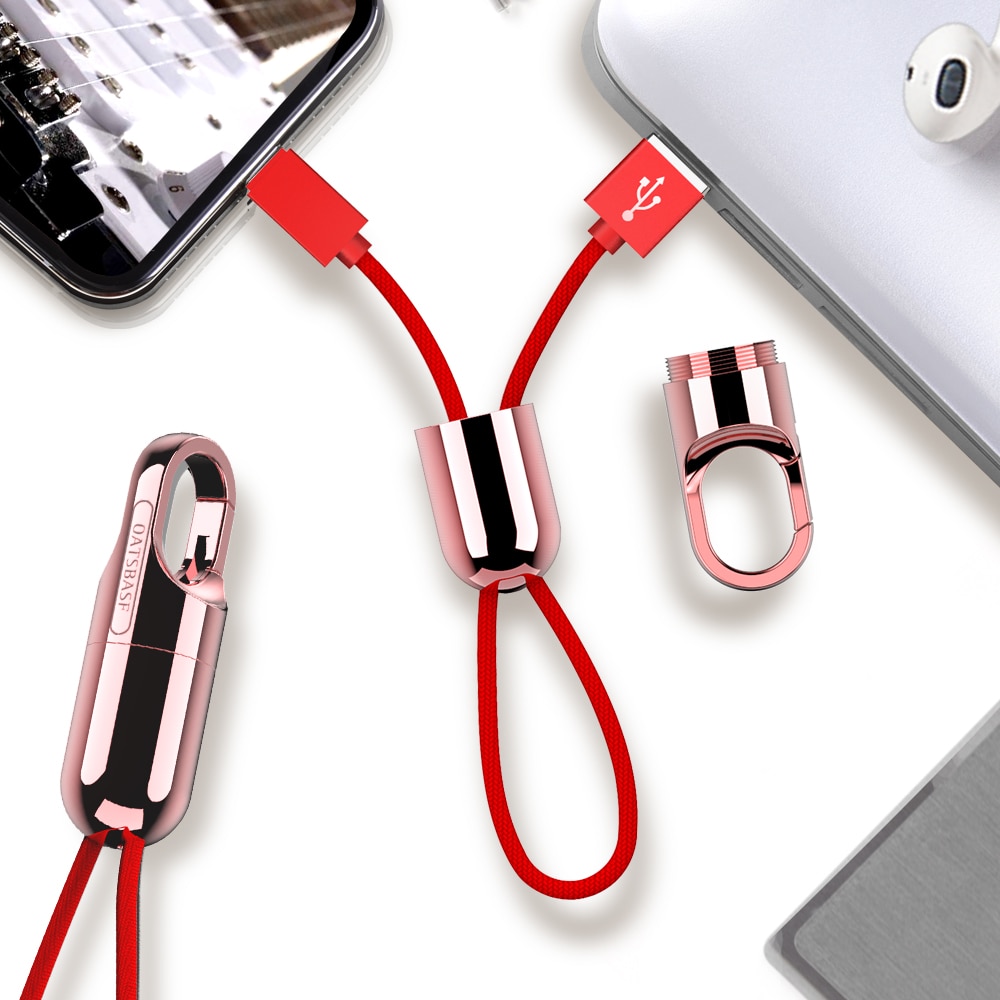 Oatsbasf for IPhone X XS Max Cable Fast Charger for Iphone 7 8 plus USB Charging Cord Keychain Mobile Phone Cable