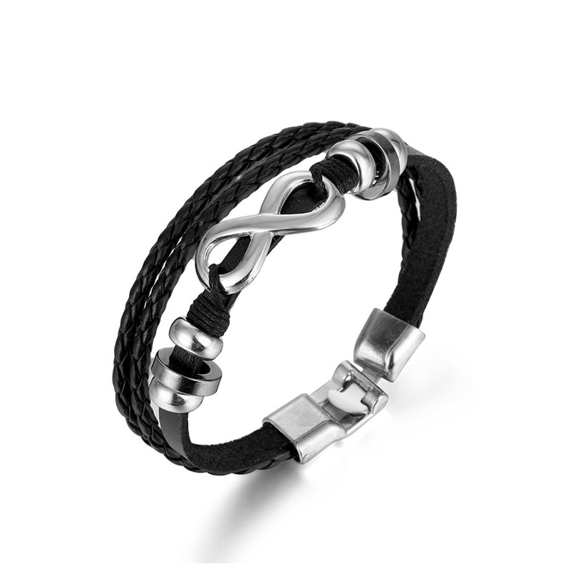 IFMIA Multilayer Men PU Leather Bracelets Set Vintage Hope Infinity Braided Bracelets Bangles Male women's Jewelry