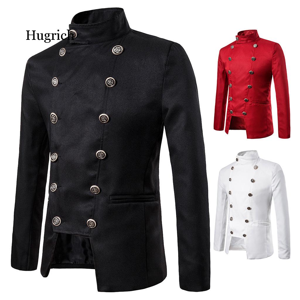 Vintage herenblazers, retro steampunk gothic kostuums, jasjes met dubbele rij knopen, blazers voor bruiloften, podiumoptredens, kostuums