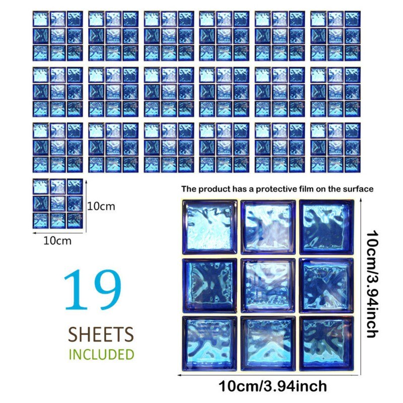 DIY 3D Self Adhesive Mosaic Tile Sticker Kitchen Backsplash Bathroom Wall Tile Stickers Decor Waterproof Peel Stick PVC Tiles: A3