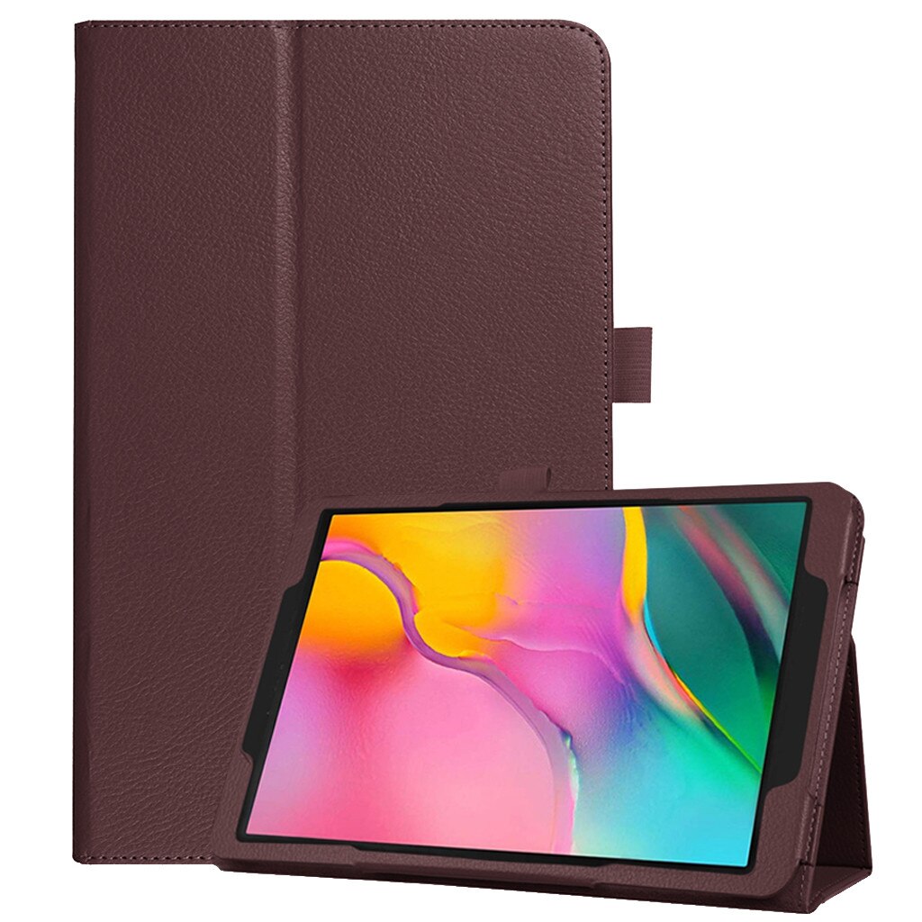 Tablet Case Pu + Lederen Flip Case Cover Voor Samsung Galaxy Tab Een 10.1 SM-T510 T515 Leather Slim vouwen Funda Tablet # Ew: Brown