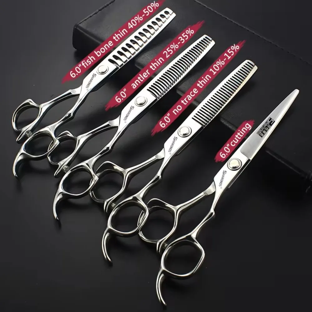 6/7/8/9 Inch hair cutting shears, Hairstylist Barber Scissors Set, Hairdressing long scissors, Hair Cutting Tools: Chocolate