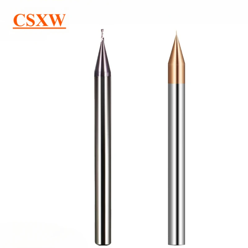 HRC60 HRC55 Micro Carbide End Mill 2 Flutes 0.2-0.9mm TiAIN Micro Flat 4mm Shank Milling Mirco Carbide CNC Engraving