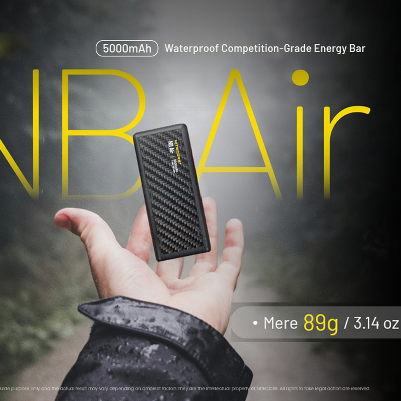 NITECORE NB Air Power Bank 5000mAh Mobile Powerbank IPX7 Waterproof 18W USB-C Fast Charge PD QC3.0 Output
