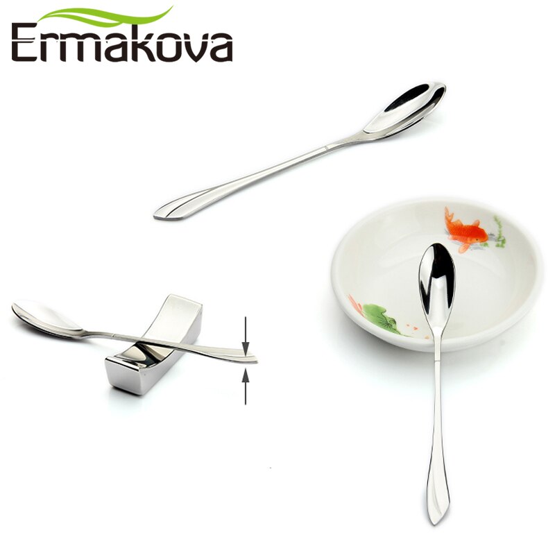 Ermakova sett  of 2 espresso skje 4 inches mini kaffeskje liten bistro skje til dessert rustfritt stål te forrett