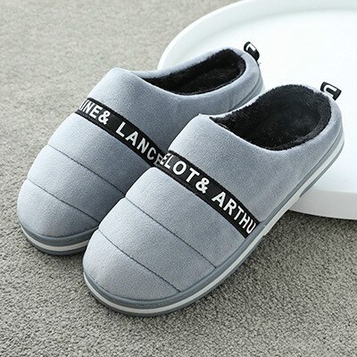Wfl Womens Schoenen Thuis Mannen En Vrouwen Paar Indoor Warme Winter Huis Slippers Zachte Anti-Slip Zool katoen Vrouwen Slippers: Gray / 42-43