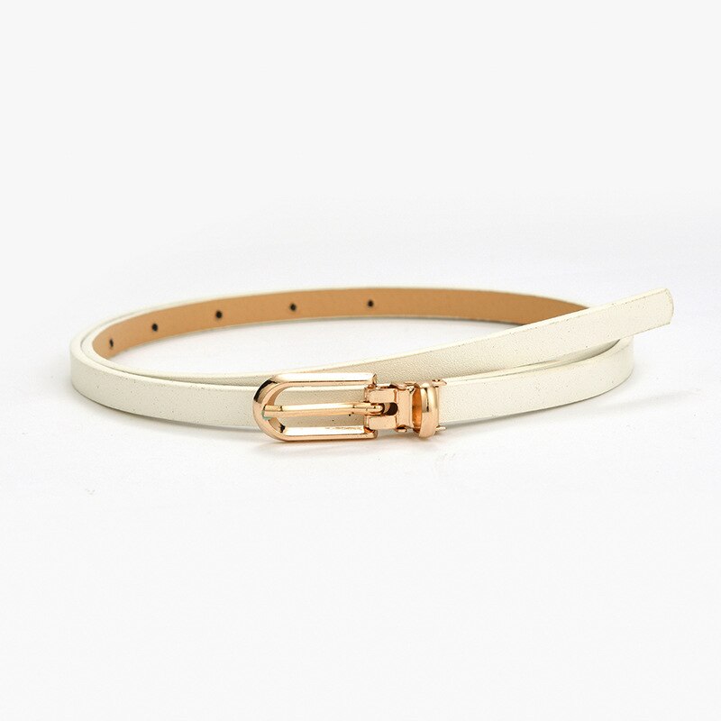 Women Thin Belt Pants Jean Waist Belt Candy Color Waist Strap Alloy Pin Buckle Waistbands Pu Leather Adjustable Belts For Dress: White