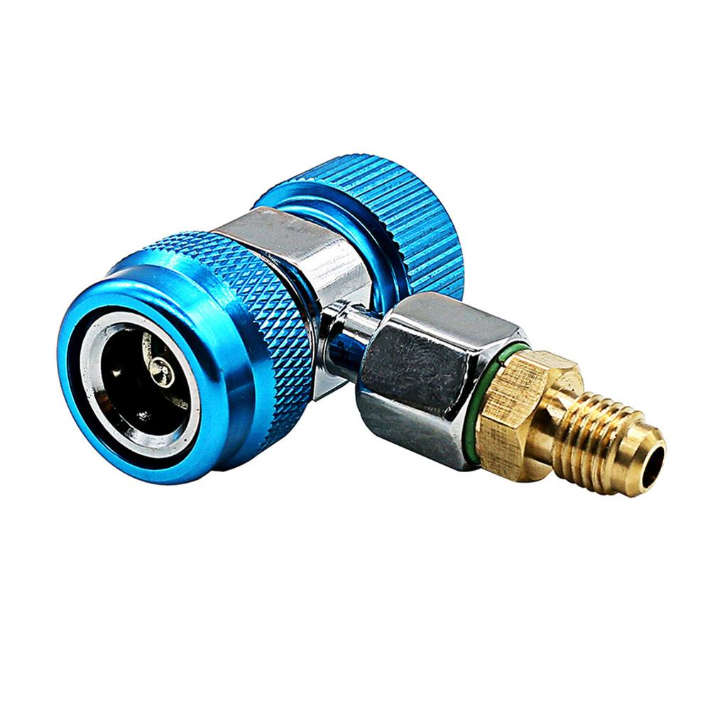 Auto Freon R134A AC Air Condition Adjustable Quick Coupler Refrigerant High Low Adapter Connector Manifold Gauge: Blue