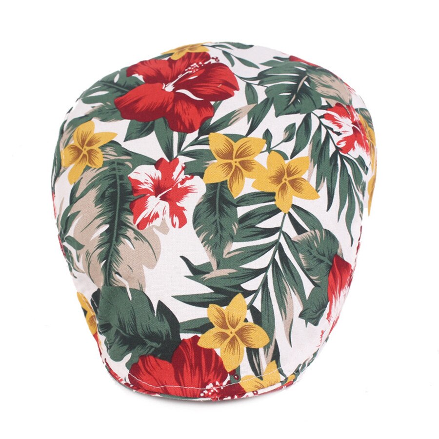 Boina de algodón con estampado Floral para hombre y mujer, gorro plano ajustable, informal, para primavera y verano, novedad