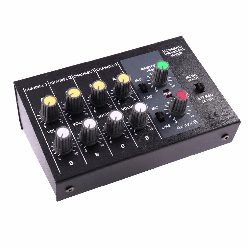 8 Channel Digital Mixing Console Karaoke Universal Mixer Console Mono/Stereo Microphone Mixer Console Adjusting Panel
