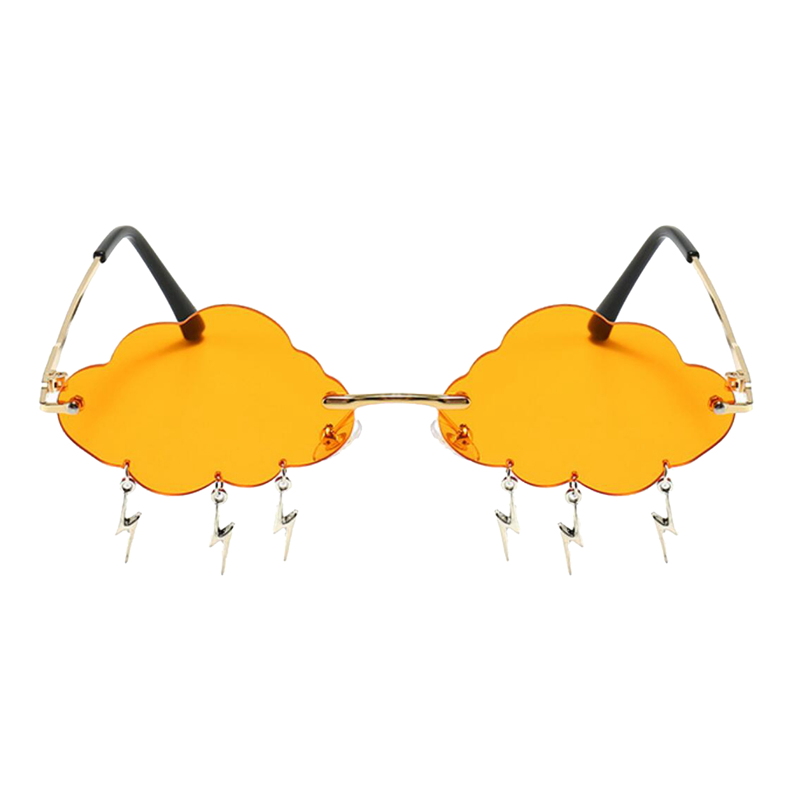 Novelty Cloud Shaped Sunglasses Tassel Tinted Lens UV400 Eyewear for Camping Hiking Cyaling Fishing Sun Glasses: Orange