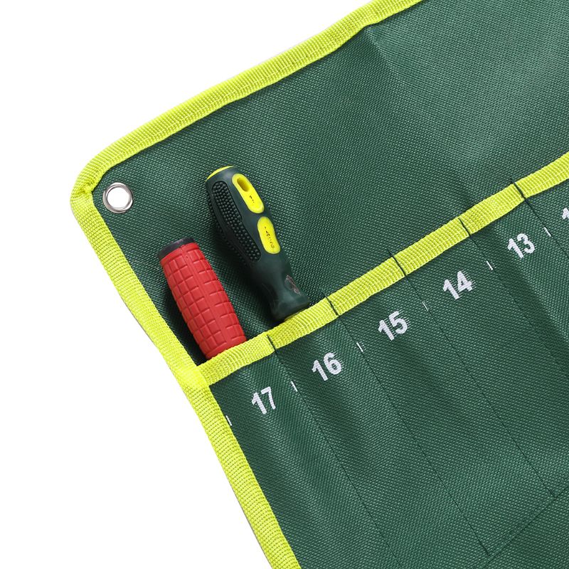 25 Pockets Durable Canvas Spanner Wrench Tool Roll Up Storage Bag