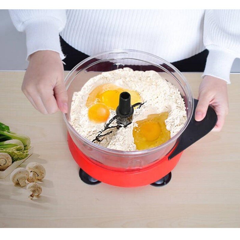 2L Kitchen Manual Food Processor Mixer Egg Blender Meat Grinder Vegetable Chopper Shredder Stainless Steel Blade Cutter