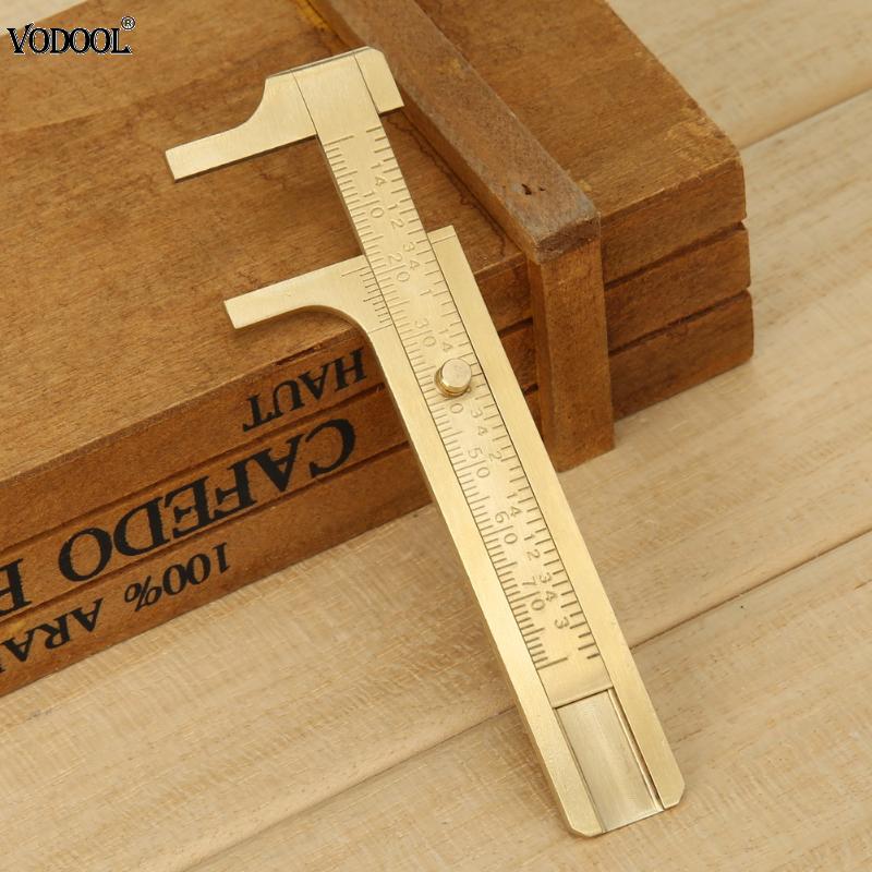 Pocket 80mm Mini Brass Sliding Ruler Gauge Vernier Calip Metal Calipers Gauge Micrometer Measurement Tool Office School Supplies