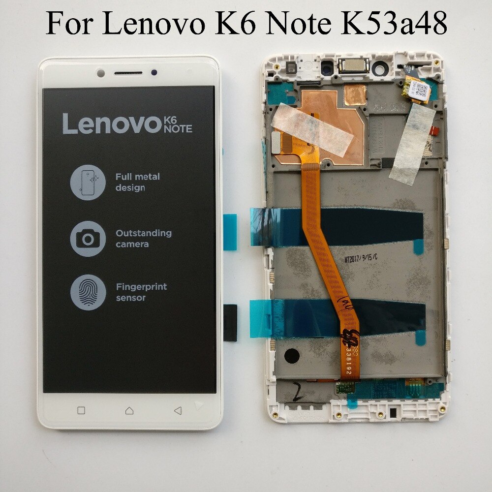 Bianco/nero 5.5 pollici per Lenovo K6 Note / K6 Plus K53a48 DIsplay LCD completo Touch Screen Digitizer Assembly con cornice