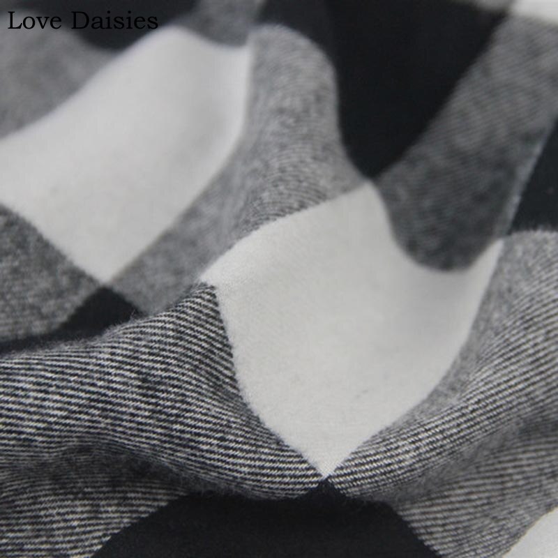 100% saia di cotone sentiero E Filati Tinti di NERO GRIGIO BIANCO grande reticolo Controllare Leggera Spazzolato Tessuti per Abbigliamento FAI DA TE Camicetta Camicia di Vestito del tessuto