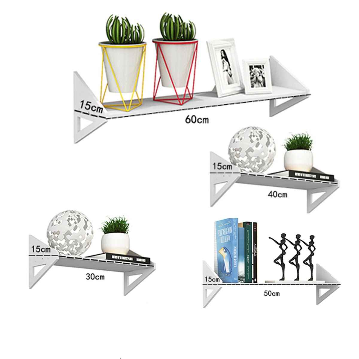 White Wall Shelf Wall Mounted Storage Rack Organization For Bedroom Kitchen Bathroom Shower Corner Storage Shelf DIY Kid Room