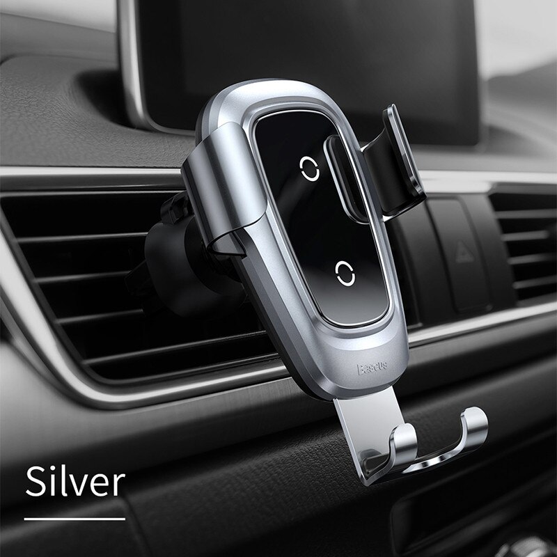 Baseus Wireless Car Charger Phone Holder For iPhone X 8 Plus Samsung S9 S8 Mobile Phone Charger In Car Wireless Charging Holder: Car Charger Silver