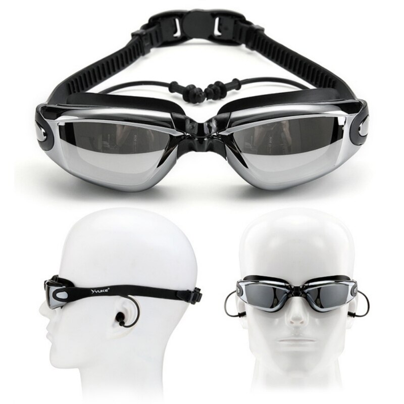 Unisex siliconen waterdichte zwemmutsen zwembril anti-condens uv-bescherming zwembril met oordopjes zwembadhoed