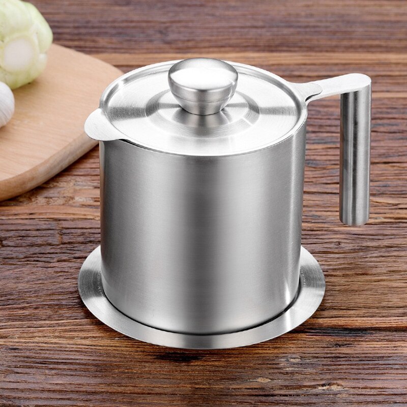 Stainless Steel Oil Filter Pot with Lid Filter Anti-Leak Oil Pot Inverted Oil Bottle Filter Oil Separation Oil 1.6L