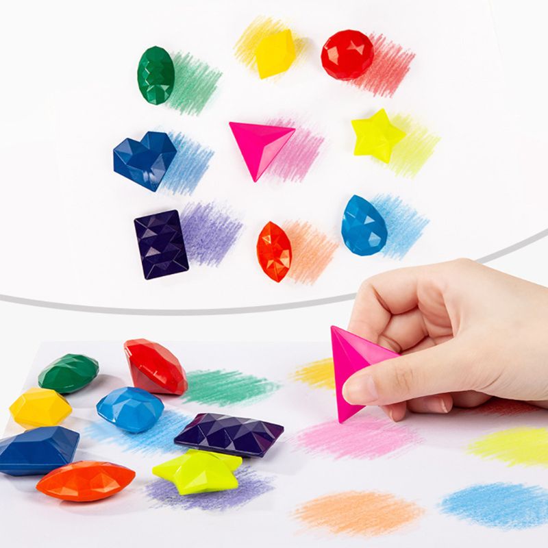 9 couleurs diamant forme cire Crayons Non toxique lavable peinture dessin cire pour bébé enfants enfants fournitures d'art éducatif C26