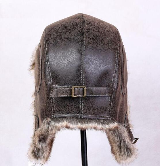 Seizoen Korting Pu Lederen Faux Fur Aviator Russische Ushanka Hoed Voor Ernstige Expedities Winddicht Warm Fit Mannen Vrouwen 56- 61 Cm