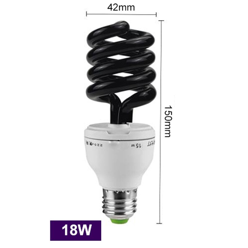 Bombillas UV negras de 13W-40W, luz ultravioleta E27, 220V, 12V, espiral BLB CFL, lámpara insecticida, luz fluorescente: Spiral 18W / 220V