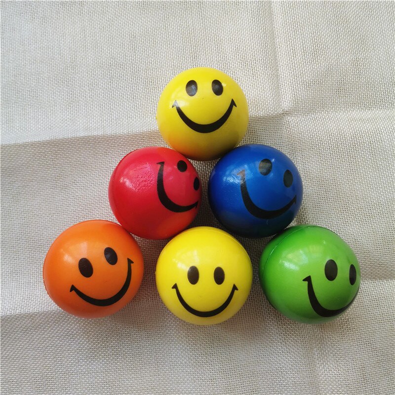 4pcs 6.3cm Funny Smiley Face Grimace Stress Balls Foam PU Balls Squeeze Anti Stress Balls Toys for Kids Children: smiley