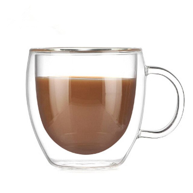 Double Wall High Borosilicate Glass Mug Heat Resistant Tea Milk Lemon Juice Coffee Water Cup Bar Drinkware Lover Creativity: A 150ML