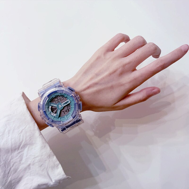 Sport montre numérique hommes femmes veilleuse LED montre Silicone électronique garçon fille montre Couple montres enfant horloge relogio reloj: blue
