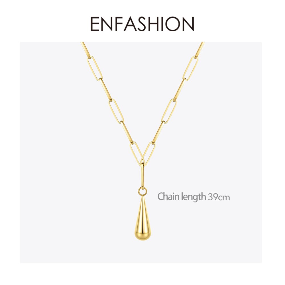 Enfashion Water Druppel Hanger Ketting Vrouwen Roestvrij Staal Gouden Kleur Ketting Choker Ketting Mode-sieraden P203086