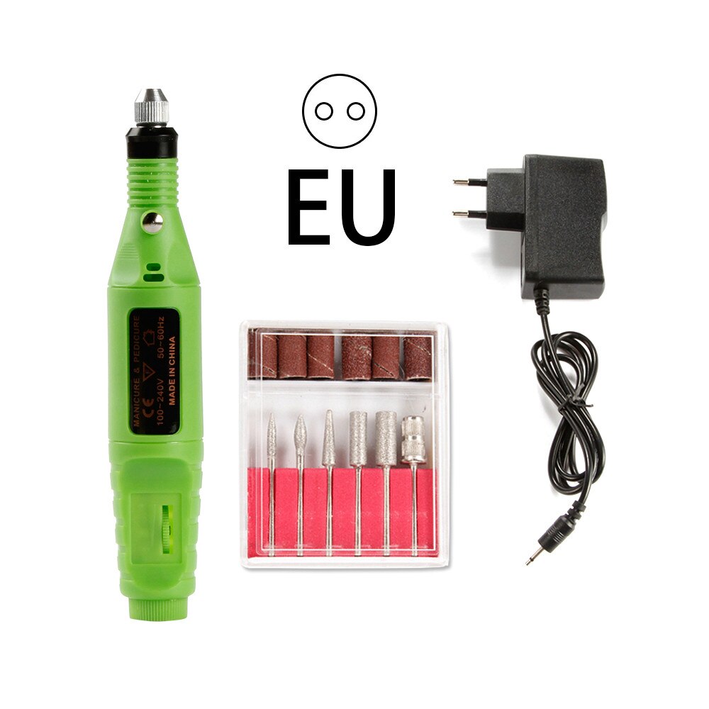 Electric Nail Drill Bits Set Milling Drill Machine for Manicure Nail Art Sanding File Gel Remover Mill Cutter Pedicure Apparatus: Green EU