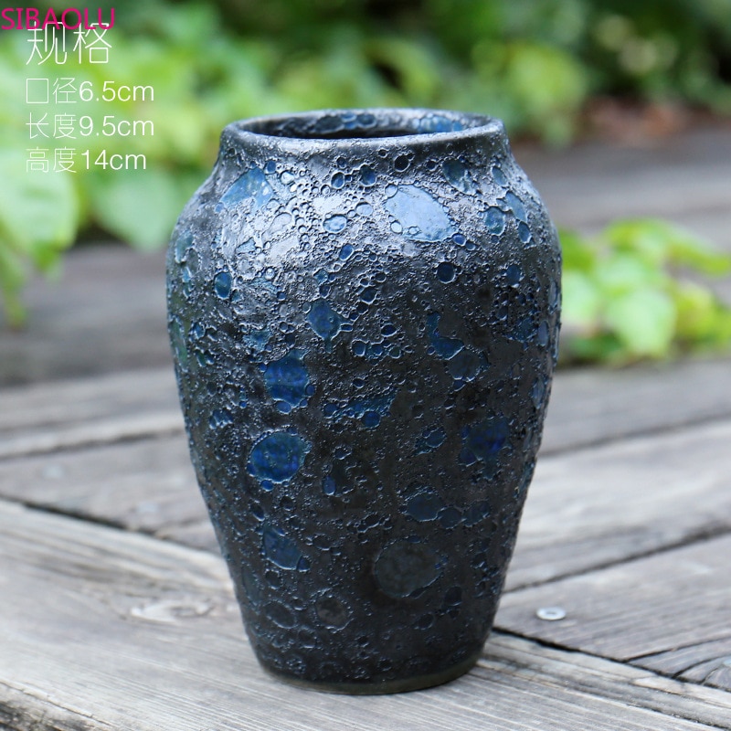 Ceramic Flower Pot Large Round Succulent Rust Old Pile Flower Pot Breathable Retro Potted High Mouth Flower Pot