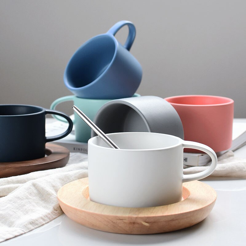 Tasse à café en céramique givrée | Macarons simples cintrés de Style japonais, tasse de petit déjeuner, tasse des amoureux