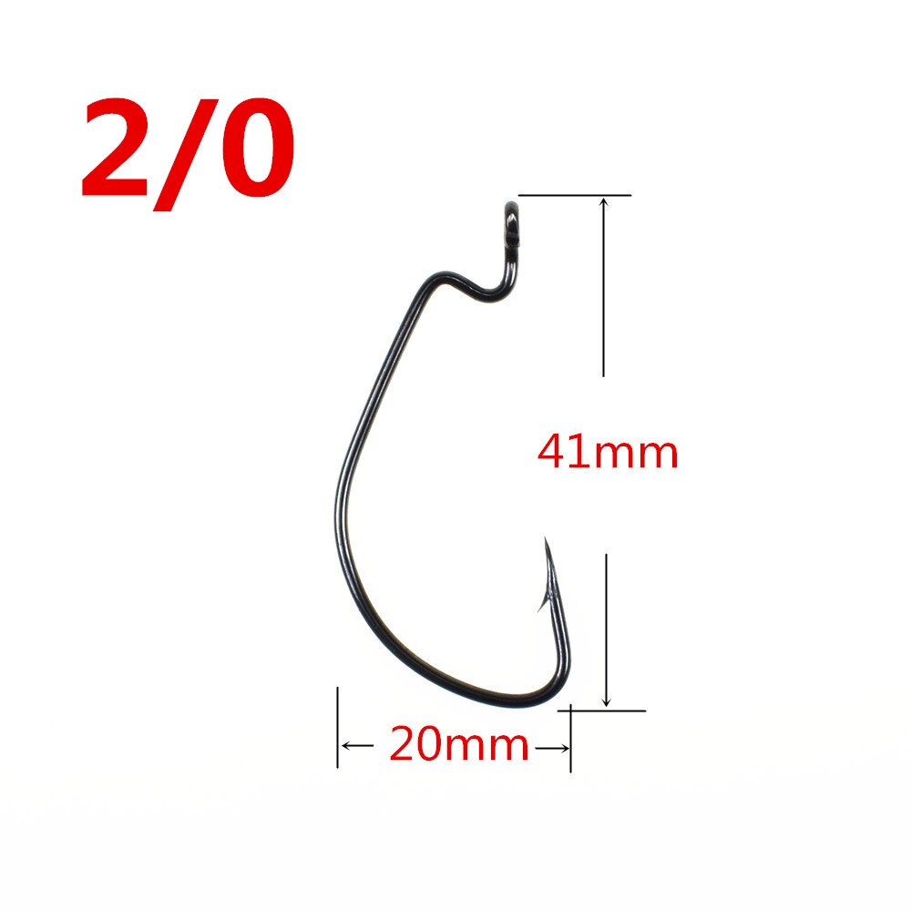 50pcs Soft Worm Lure Offset Fishing Hook Carbon Steel Wide Crank Fishhook: 2l0
