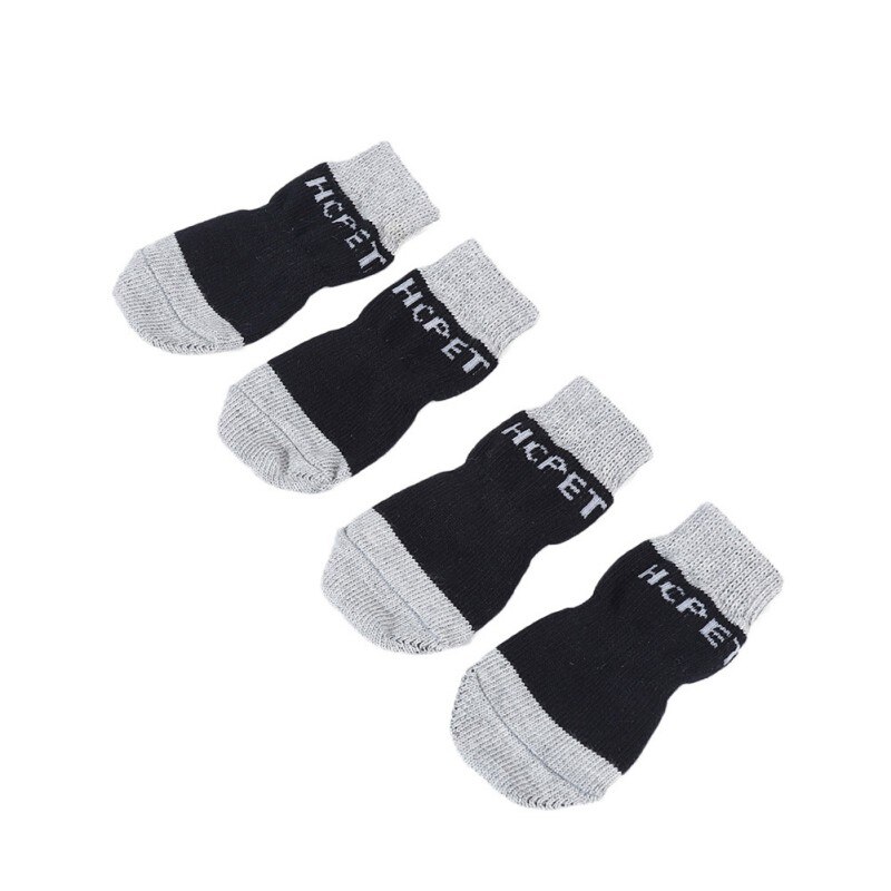 Calcetines antideslizantes para perros y gatos pequeños, de invierno, gruesos y cálidos, protectores de patas, accesorios para patucos: Negro / XL